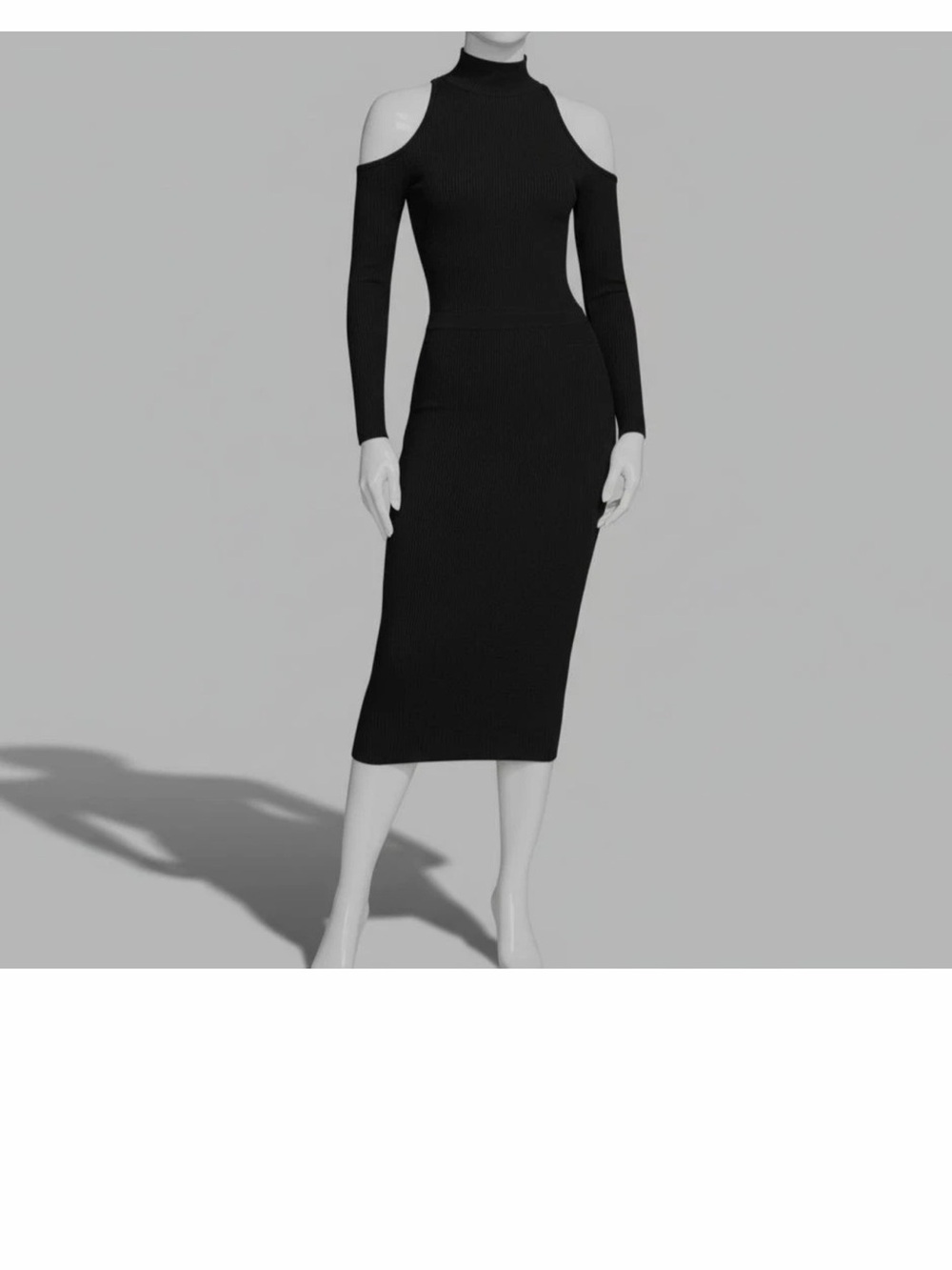 Donna Karan size L Cold-Shoulder Black Midi Dress – Sleek, Modern Design